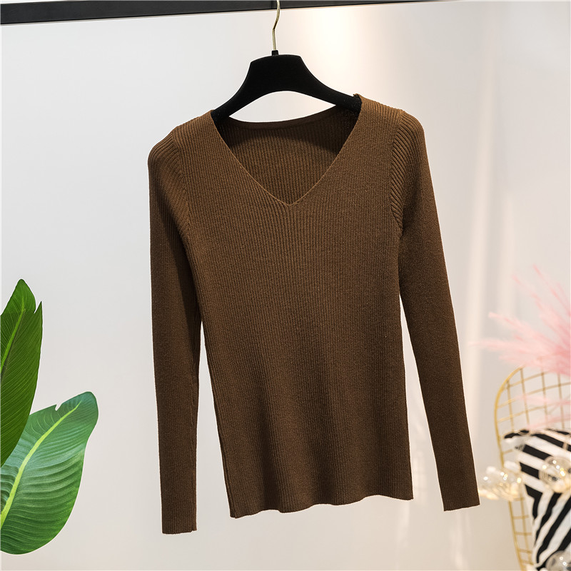 Title 6, Autumn and Winter V-neck Knitted Long-sleeved S...