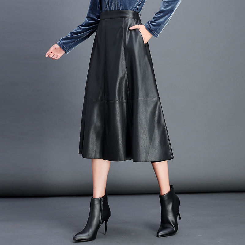 Title 2, Classic Korean Women Pu Leather Skirt Skirt Ple...