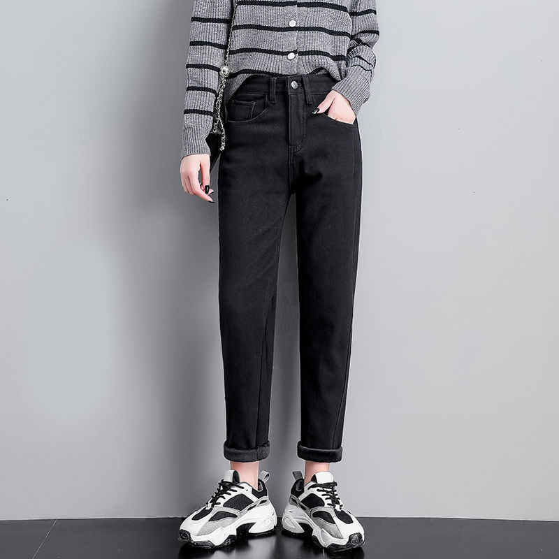 Women's Simple All-match Plus Velvet Thick Jeans