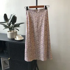 Fashion Retro Gentle Floral Skirt High Waist Mid Length - Purple - View 1