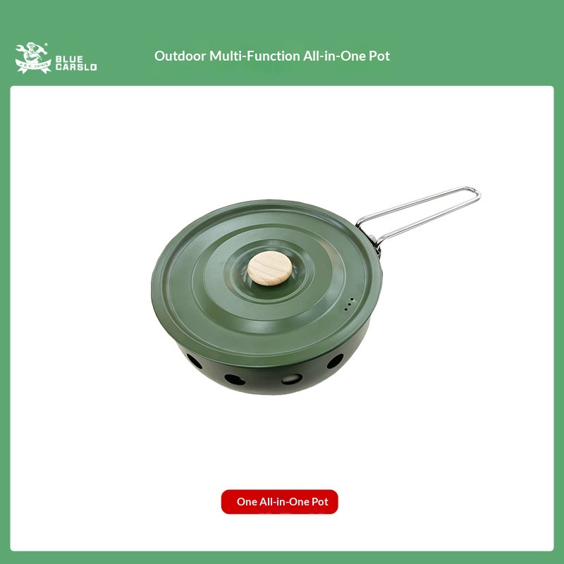 Internet Celebrity Portable Outdoor Card Stove For Cooking, Stir Frying, Camping, Picnicking, Fishing, Multifunctional Outdoor All-in-one Pot - Military Green — 1