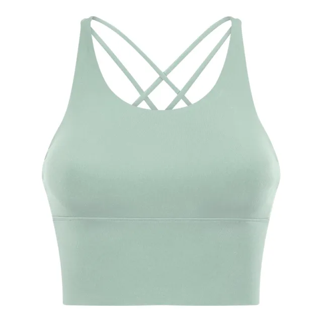 Backless Fitness Bra Small Suspenders Solid Color Celadon M - Shop at LoveMi