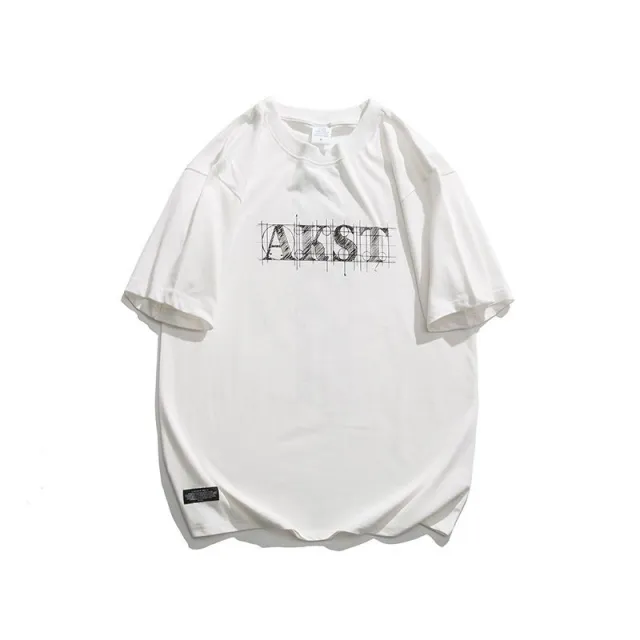 Letter Loose Round Neck Half Sleeve White - Shop at LoveMi