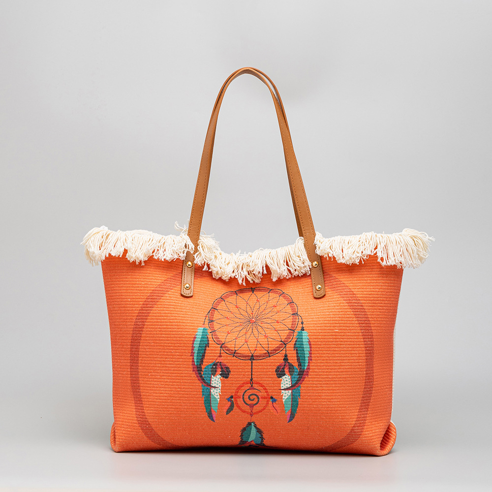 Bohemian Ethnic Style Canvas Bag Commuter Shoulder Bag Niche Design Large Capacity Shopping Bag Women Handbags Yx230022 - Shop at LoveMi