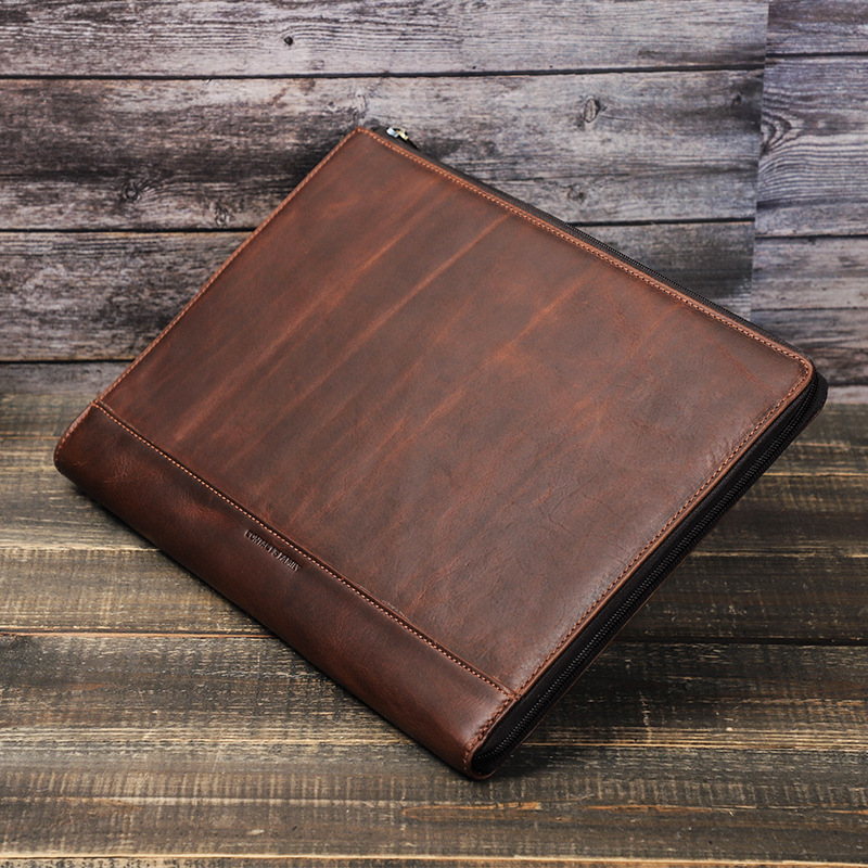 Protective Case Crazy Horse Oil Leather Zipper Laptop Bag — foto 5