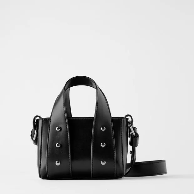 Rivet Mini Tote Shoulder Crossbody Bag Black - Shop at LoveMi