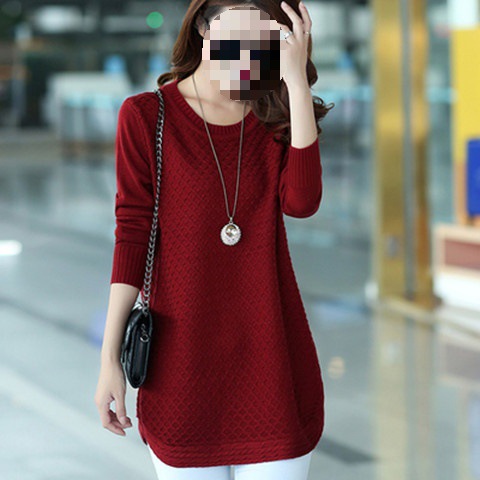 New Sweater Women's Loose Honeycomb Round Neck Pullover