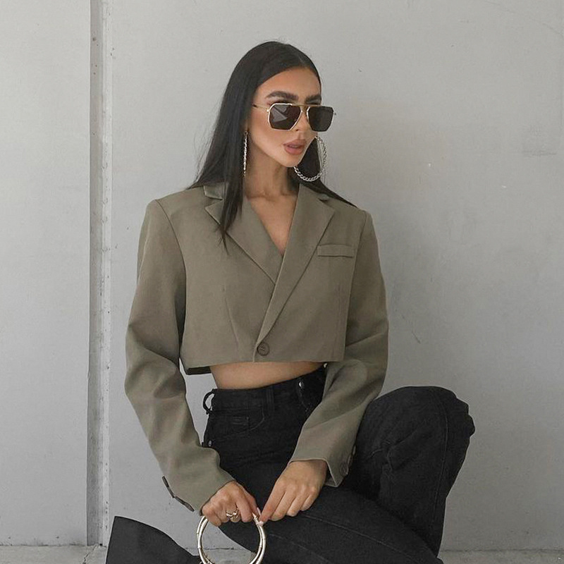 Women's Short Suit With Loose Head Casual Temperament And Pure Color