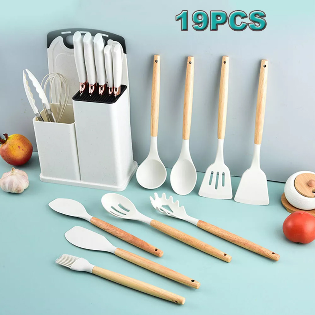 19pcs Set Non-Stick Silicone Kitchen Utensil Spatula Spoon Cooking Cookware Gift — image 7