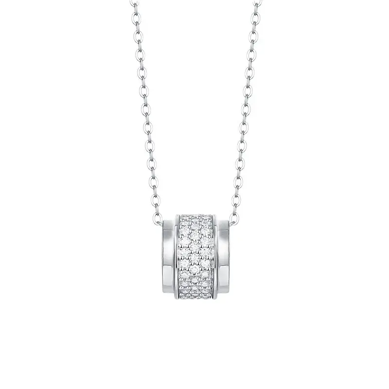 S925 Silver 2.9g Moissanite Barrel Necklace, 1.3mm