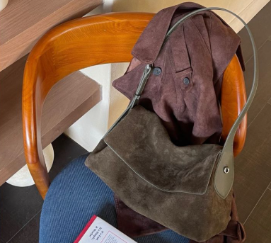 Suede Leather Handbag This Year's Trend  Genuine Single Shoulder Crossbody Bag, Retro Lazy Style, Large Capacity Messenger Bag For Women-green 3