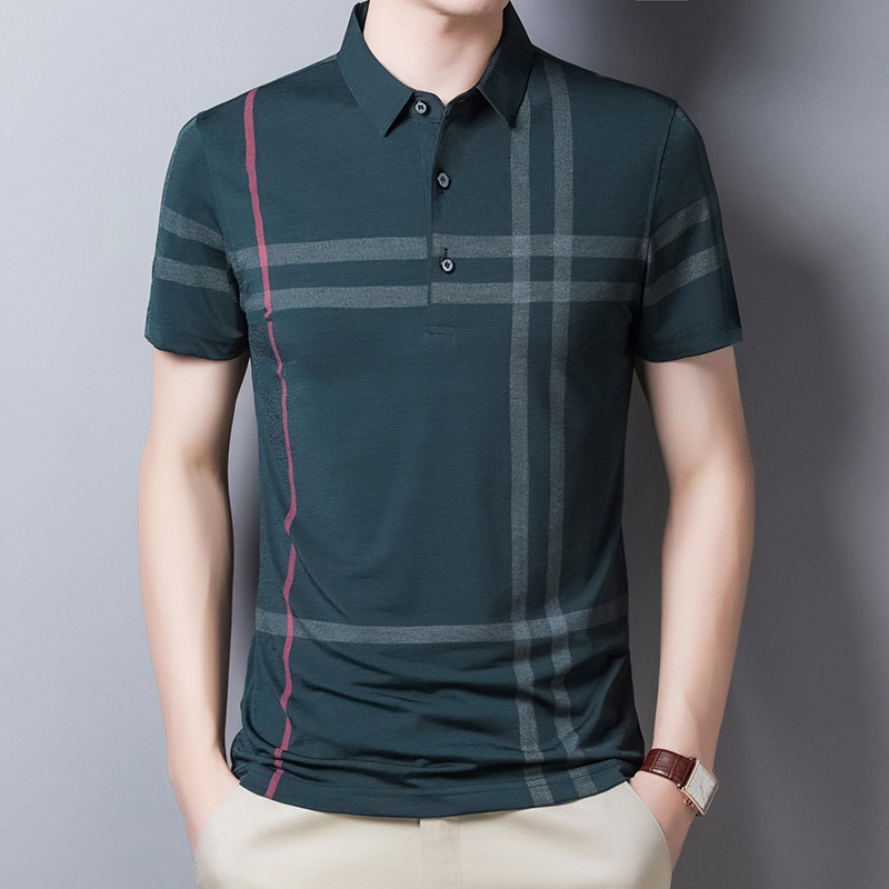 Title 2, Mens Summer Striped Polo Shirt Short Sleeve Sl...