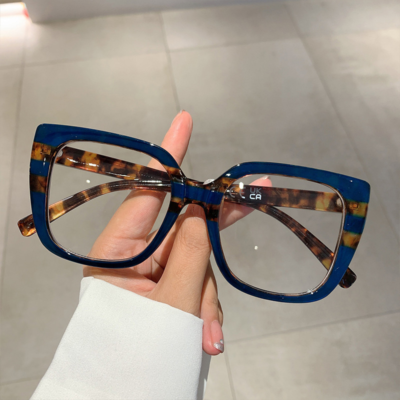 Title 6, Leopard Print Frame Plain Glasses Anti Blue-ray