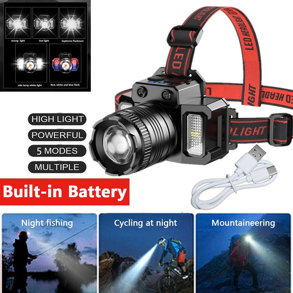USB-C Rechargeable Zoom Headlamp, 2-Pack