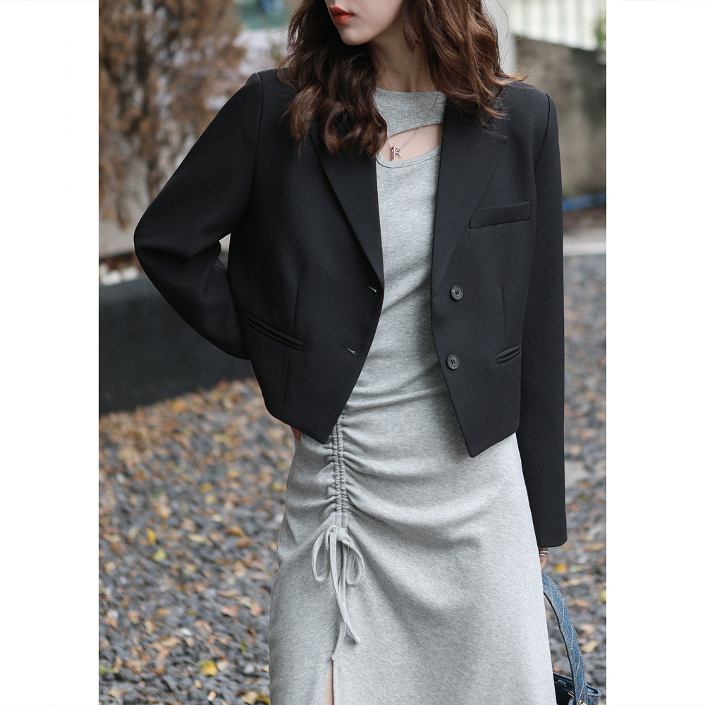 Short Suit Jacket Women's Small College Style Casual Small Suit Top