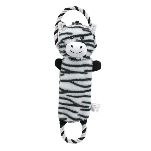 Funny Plush Dog Toys Stuffed Animal Shaped Zebras Elephant Pet Chew Squeaky Toy Bite Resistant With Rope Zebra - Shop at LoveMi