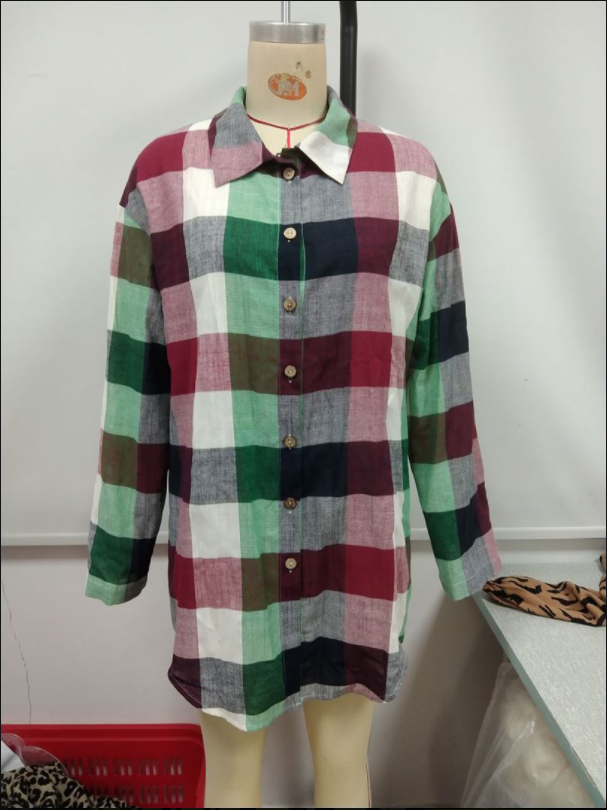 Title 6, Loose Casual Colored Plaid Mid-length Shirt