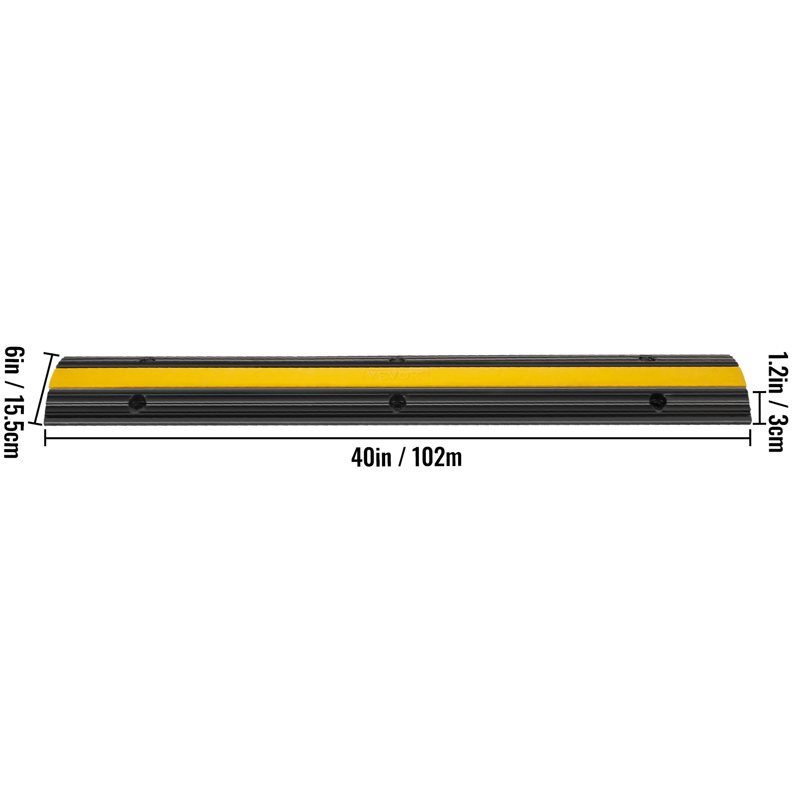 VEVOR 4 Pack Of 1 Channel Rubber Cable Protector Ramps Heavy Duty 22046Lbs Load Capacity Cable Wire Cord Cover Ramp Speed Bump Driveway Hose Cable Ramp Protective Cover image 5