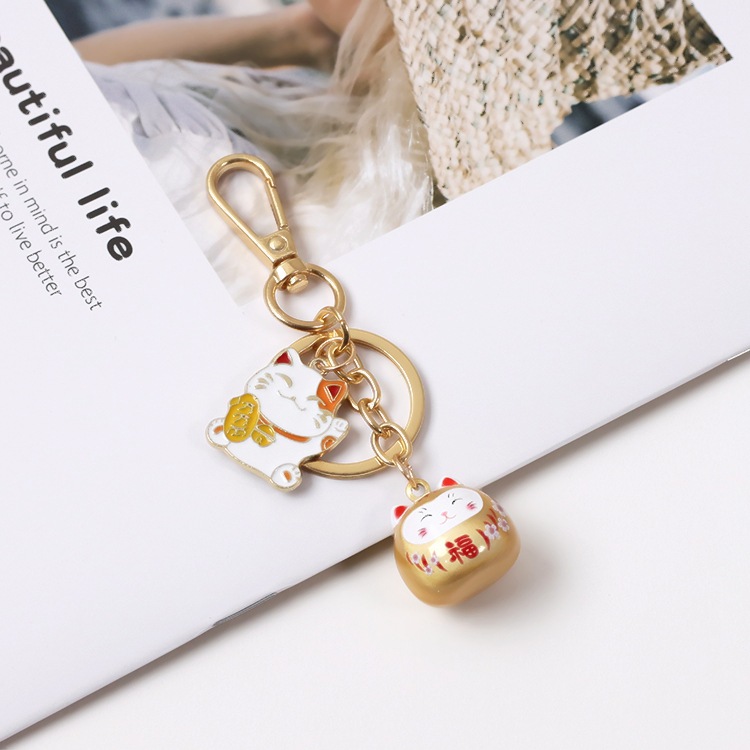 Laser Symphony Lucky Cat Keychain Cute Car Decoration