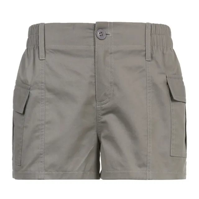 Vintage Distressed Low Rise Asymmetric Casual Shorts Grey - Shop at LoveMi