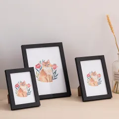 Simple Wooden Photo Frame Set Up Wall Picture - Black - View 1