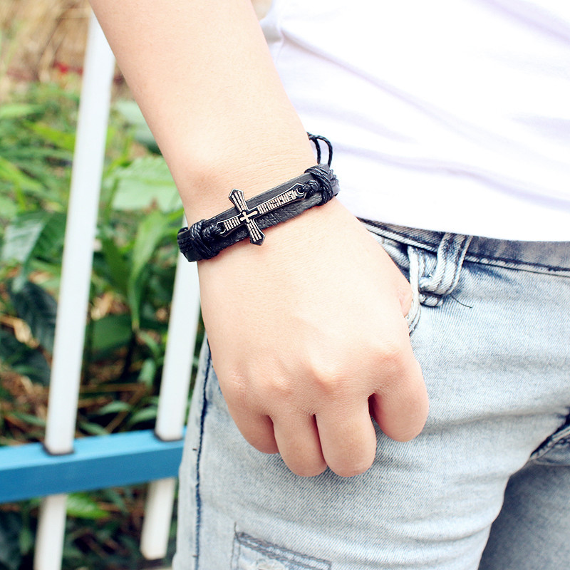 Fashion Vintage Cowhide Cross Bracelet