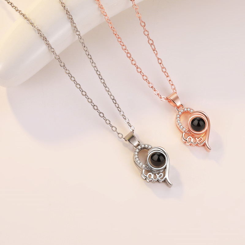 100 Languages I Love You Memory Projection Necklace