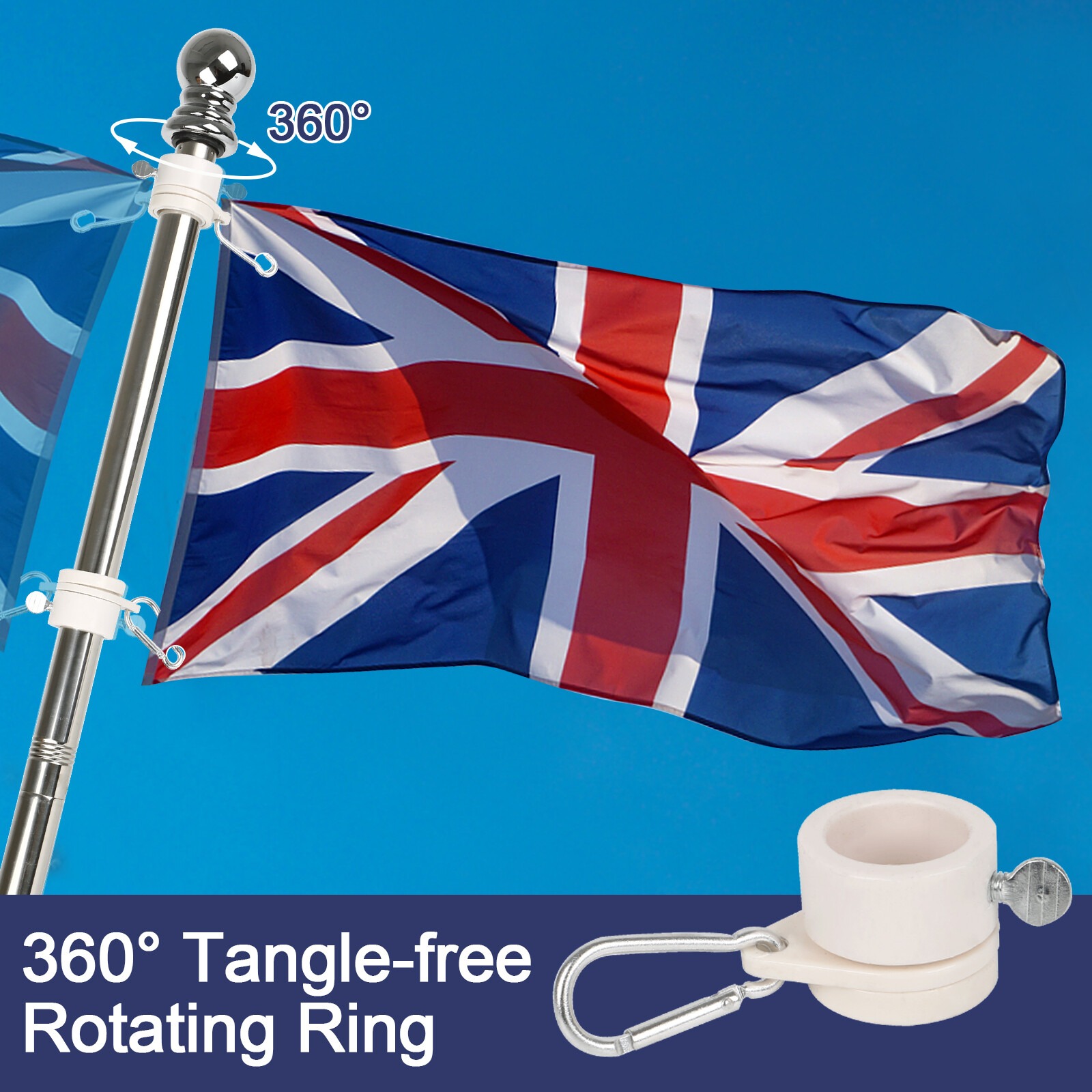 6ft Telescopic Flagpole Flag Pole Kit Outdoor Wall Mounted Mount Holder Set NEW — image 3