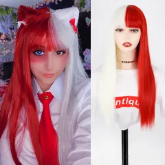 Japanese JK Full Head Cover Women's Long Straight Hair - Sw93Red And White - View 1