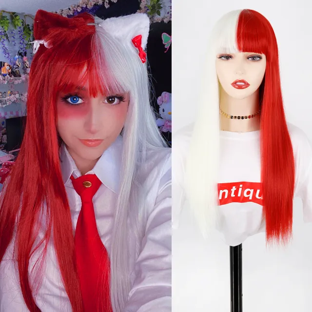 Japanese JK Full Head Cover Women's Long Straight Hair Sw93Red And White - Shop at LoveMi