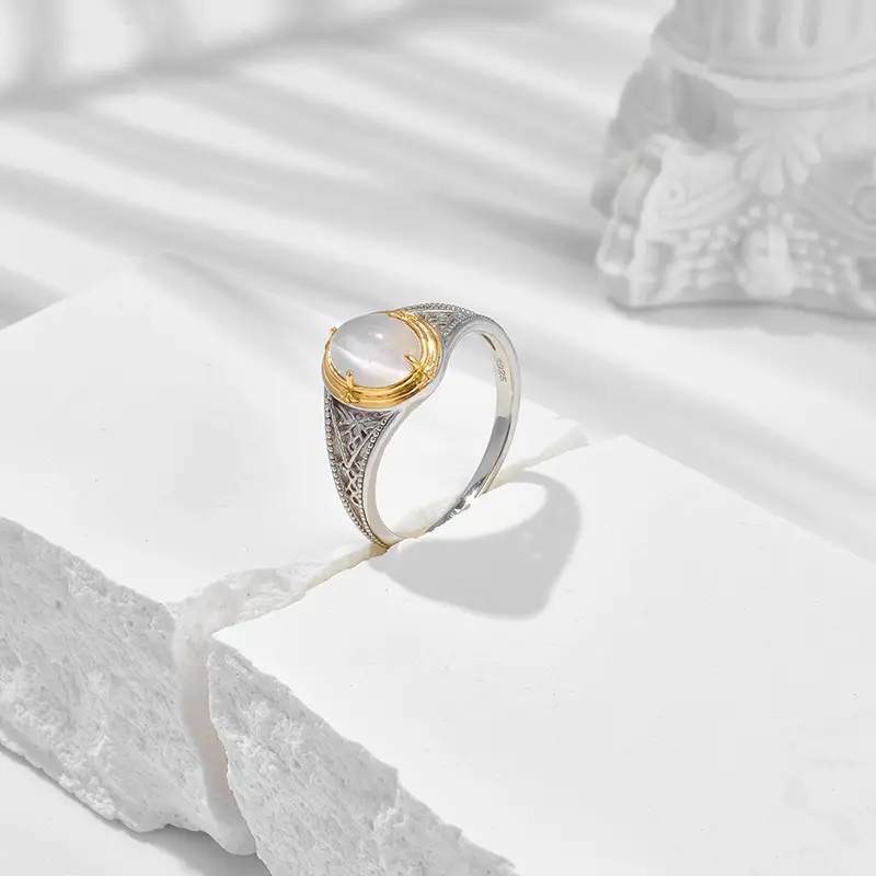 S925 Synthetic Cat's Eye Ring Female