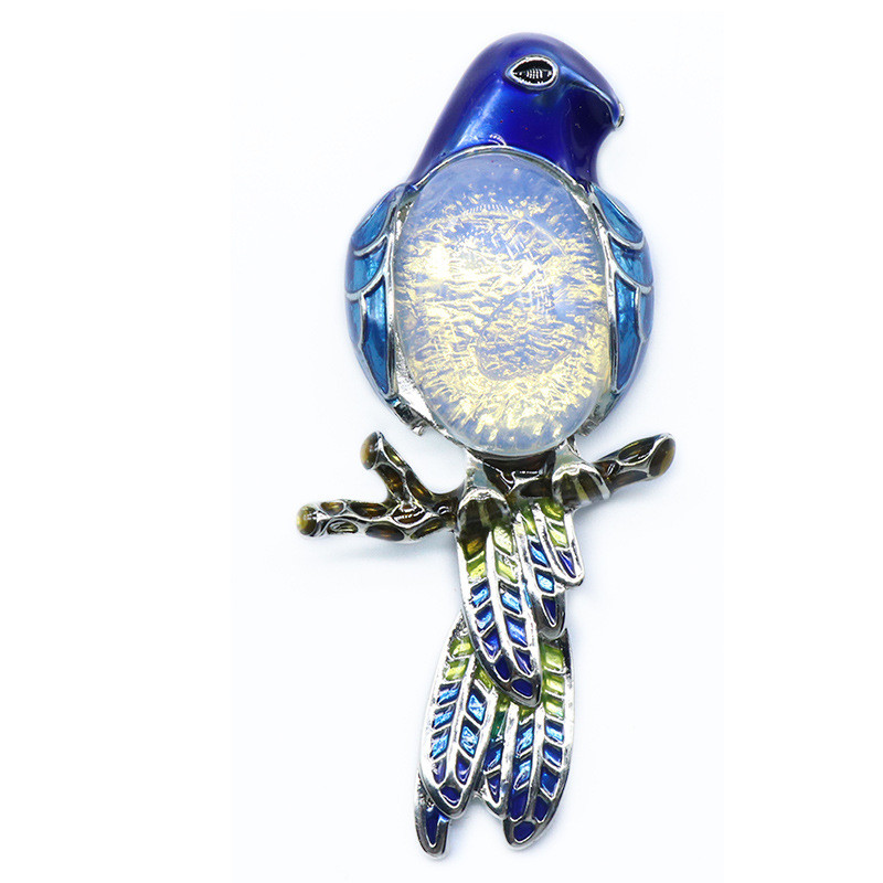 Gem Brooch Pendant, Crystal Agate, Shell, Magpie Inlaid Gemstone Alloy Pendant, Brooch, Necklace — foto 6