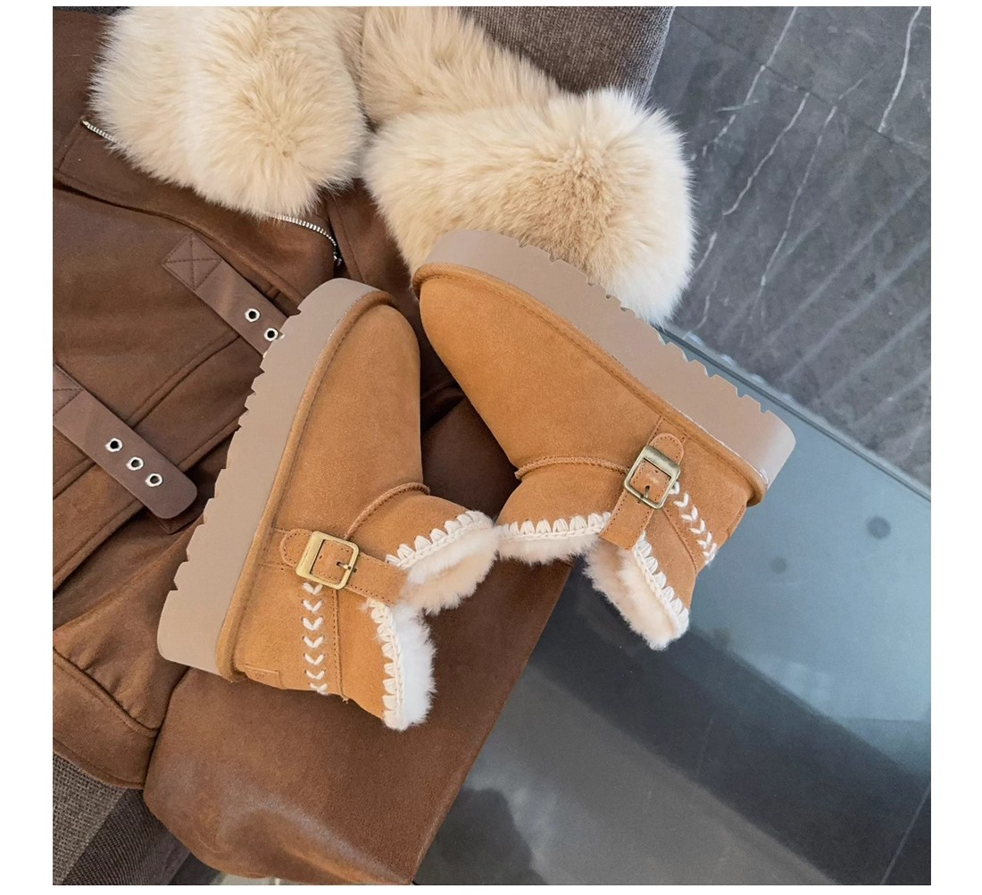 2026 Winter New Arrival Women's Extreme Cold Platform Snow Boots Shearling Woven Ankle Boots Non-slip Thermal Extra Thick