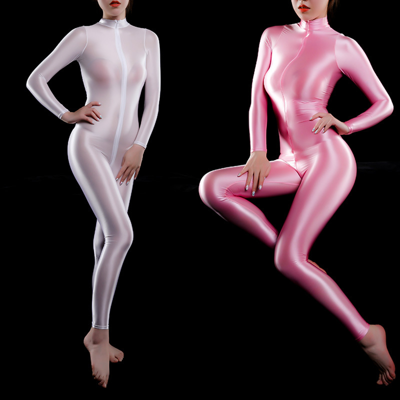 Shiny Luxury Shiny Thin Silky Tight Jumpsuit - Image 5