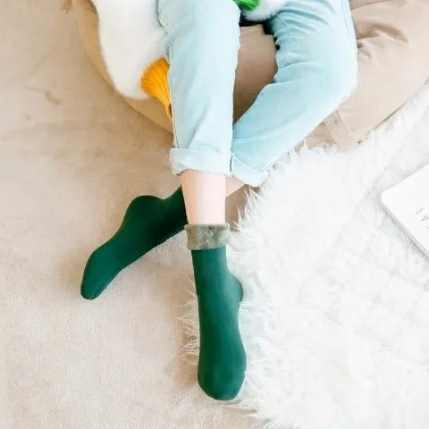 Korean Long Barrel Autumn And Winter Floor Bare Leg Artifact Dark Green - Shop at LoveMi