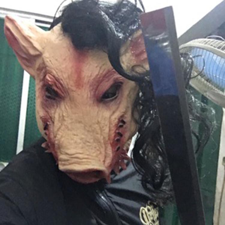Animal Headgear Horror Douyin  Children Chainsaw Horror Pig Bajie Mask With Hair Pig Head Mask — foto 4