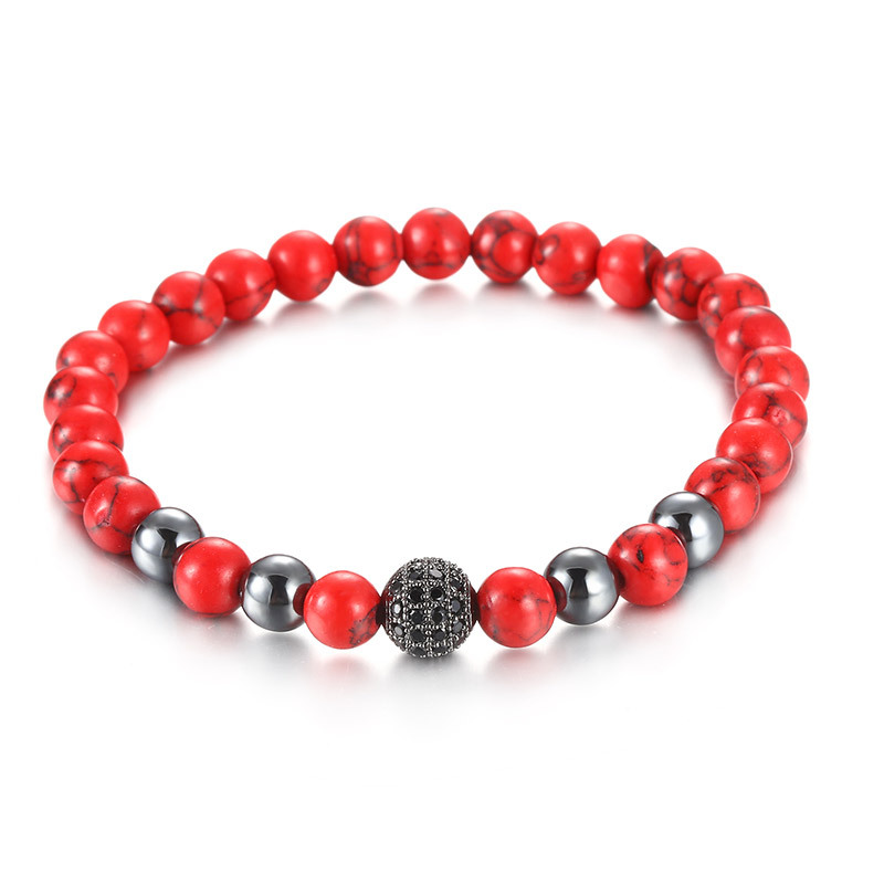 European And American Micro-set Beaded Red Turquoise Bracelet