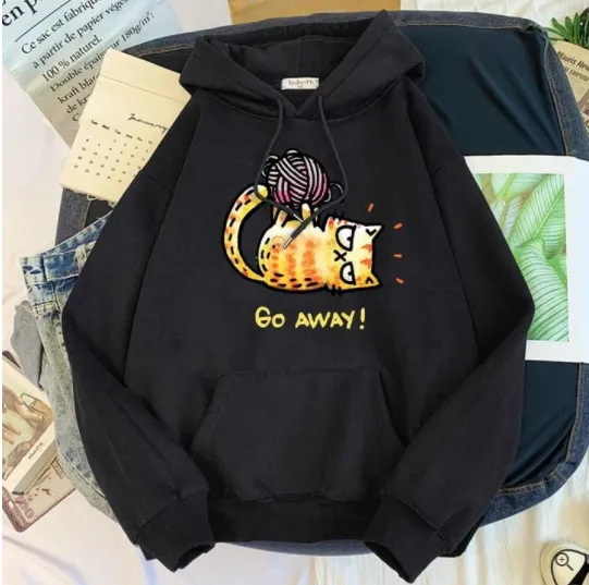 Creative Personality Pattern Hooded Sweater Black - Shop at LoveMi