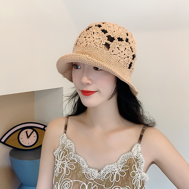 Summer Sun Protection Retro Handmade Knitted Hat Women