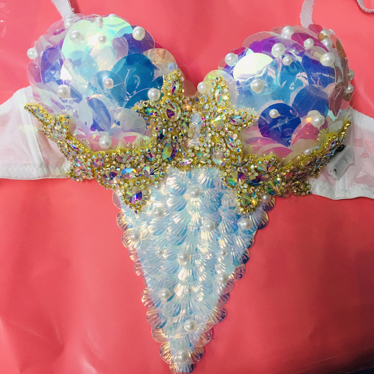 Title 1, Mermaid Bra Diving Suit Fish Scale Sequins