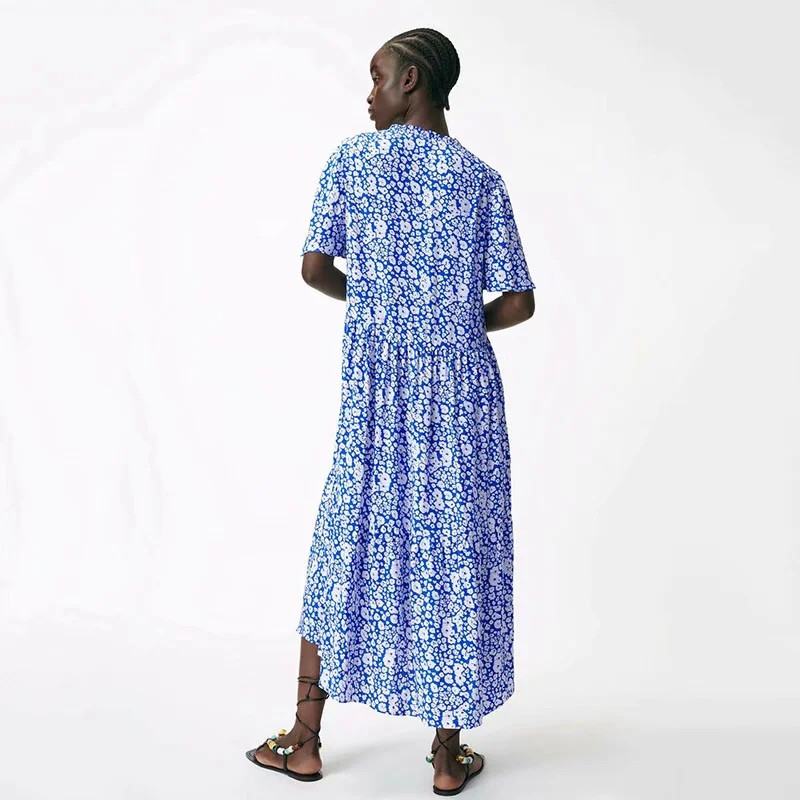 Summer Women's Casual Loose Flower Print Dress