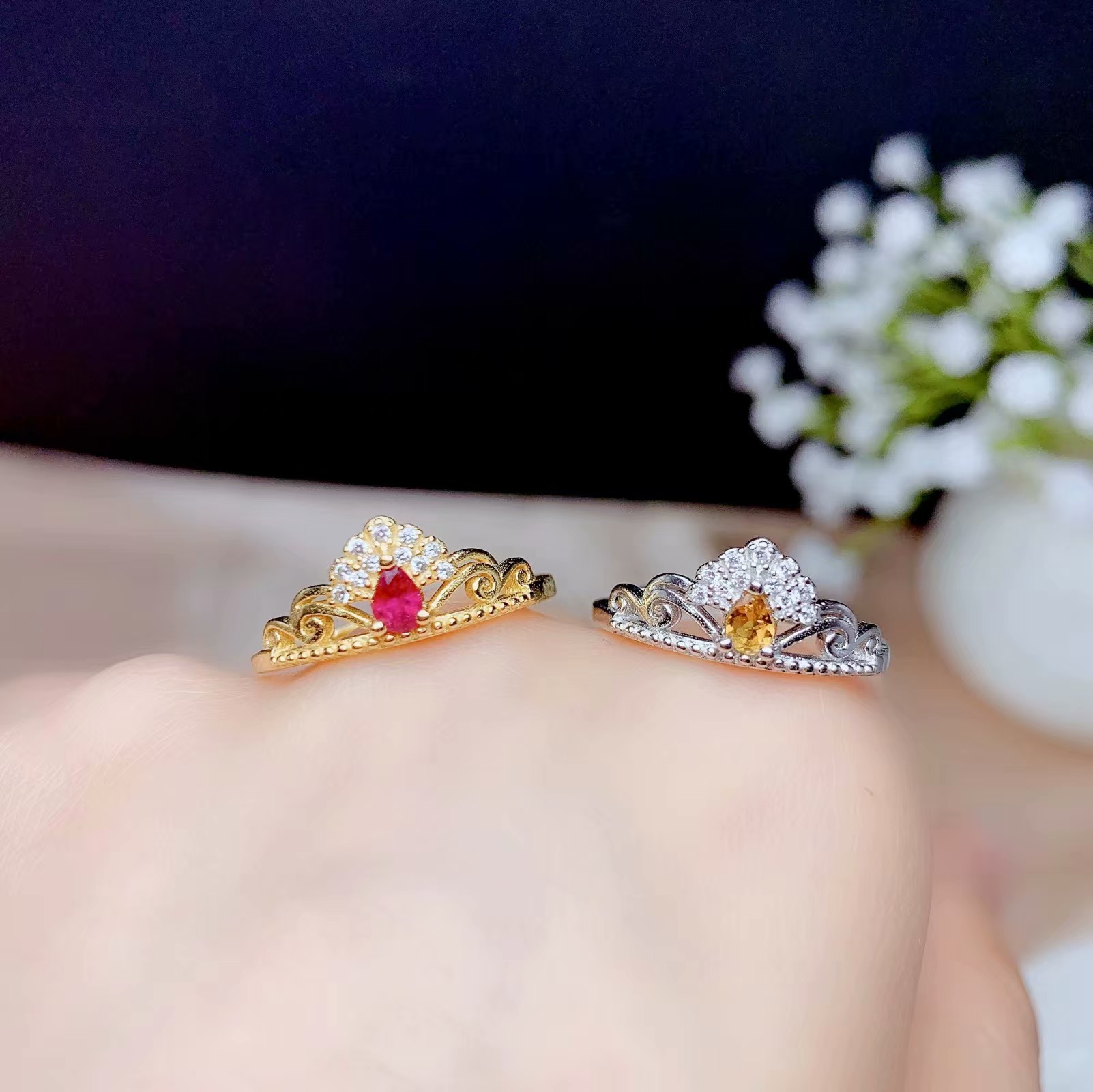 Platinum Gold Tone Empty Water Drop Ring — foto 5