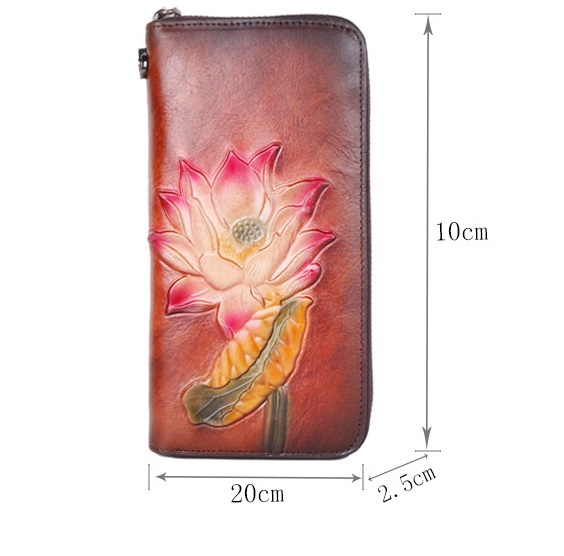 Title 1, Retro ruby colored long ladies wallet with mult...