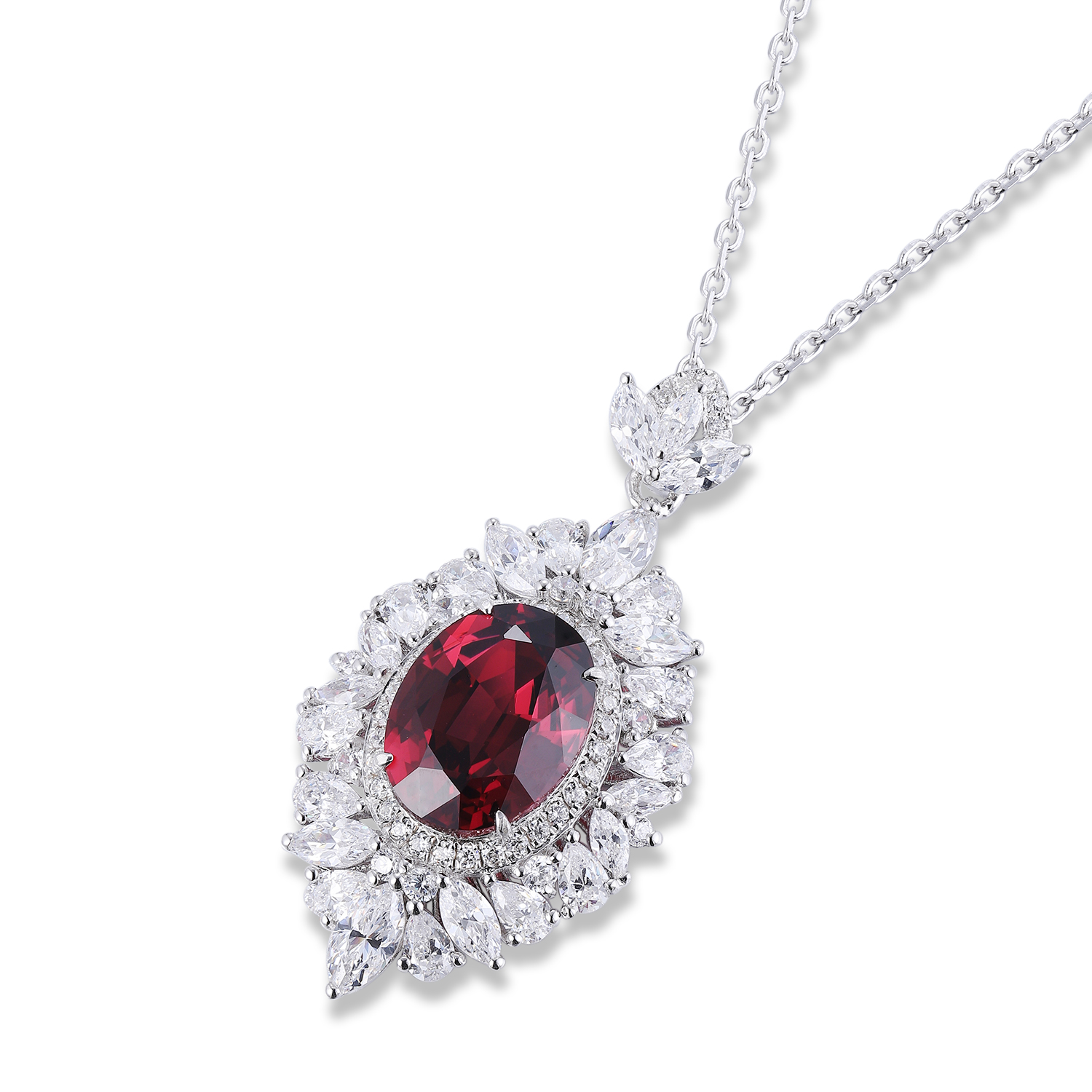 S925 Silver 4.3g Lab-Created Gemstone Necklace, 7.5x10mm Multi-Color, 40&5cm