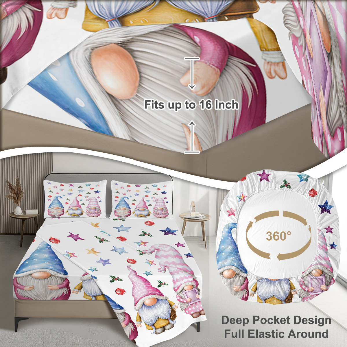 Christmas Flat Sheet Set Xmas Snowman Bed Sheets For Kids Teen Girls Winter Snowflakes Christmas Decor Bedding Set 1 Flat Sheet 1 Fitted Sheet & 2 Pillowcases