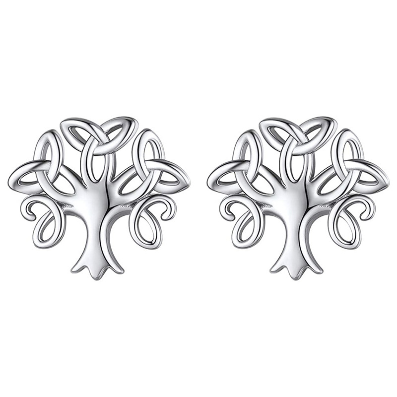 Title 4, S925 Silver Ear Nail Female Life Tree