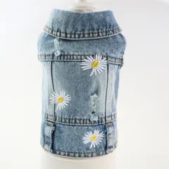 Spring And Autumn Winter Teddy Puppy Dog Plaid Embroidered Denim Skirt - Light Blue - View 1