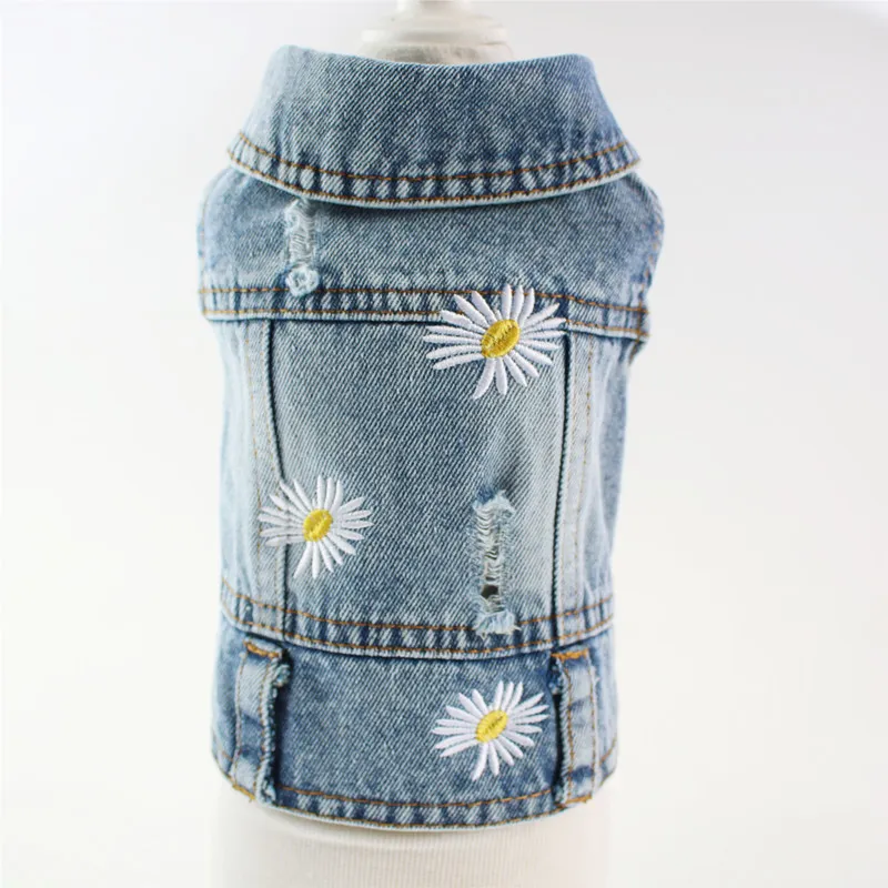 Spring And Autumn Winter Teddy Puppy Dog Plaid Embroidered Denim Skirt - Light Blue