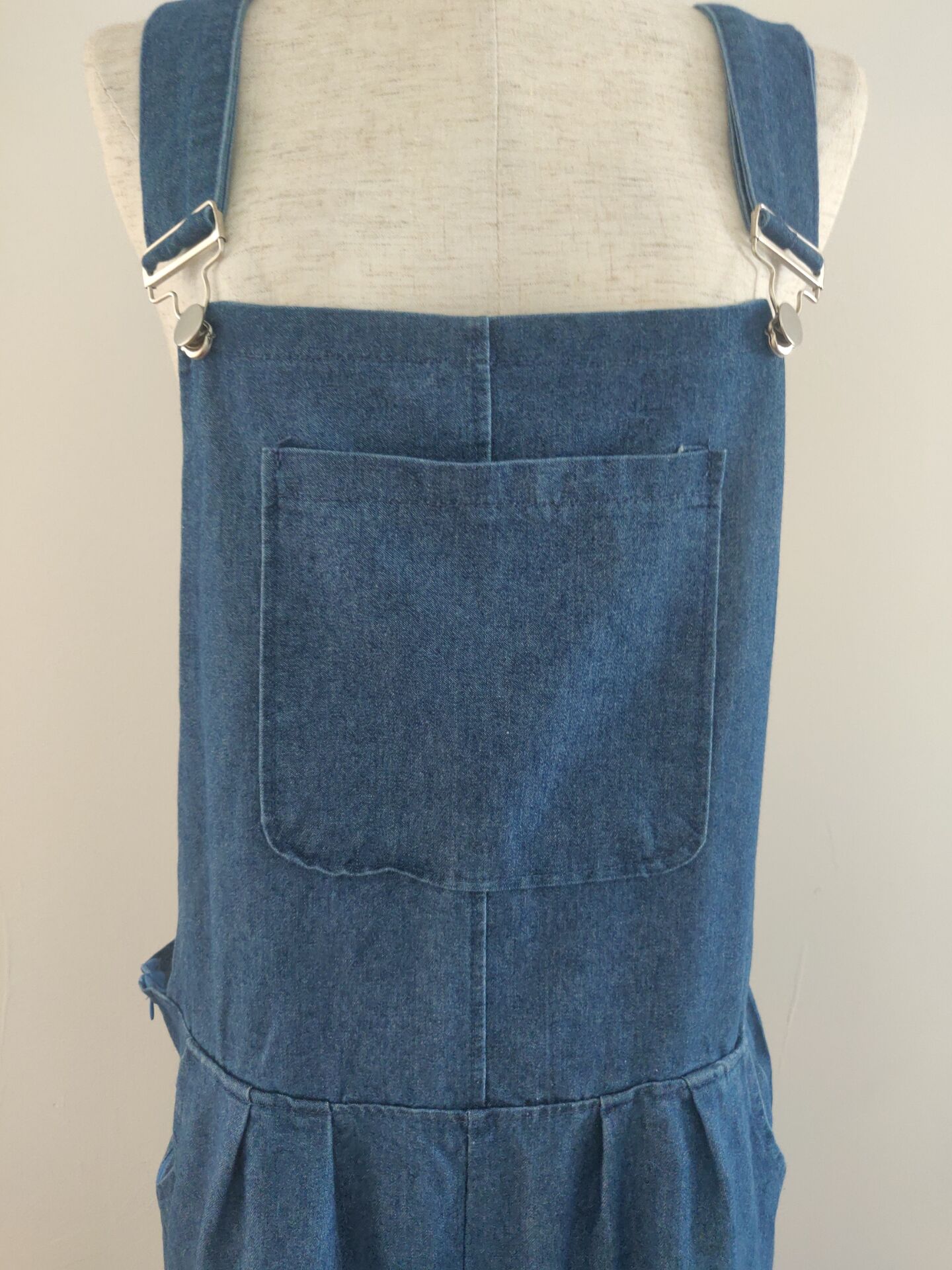 Women’s Solid Color Casual Loose Ripped Denim Bib Pants