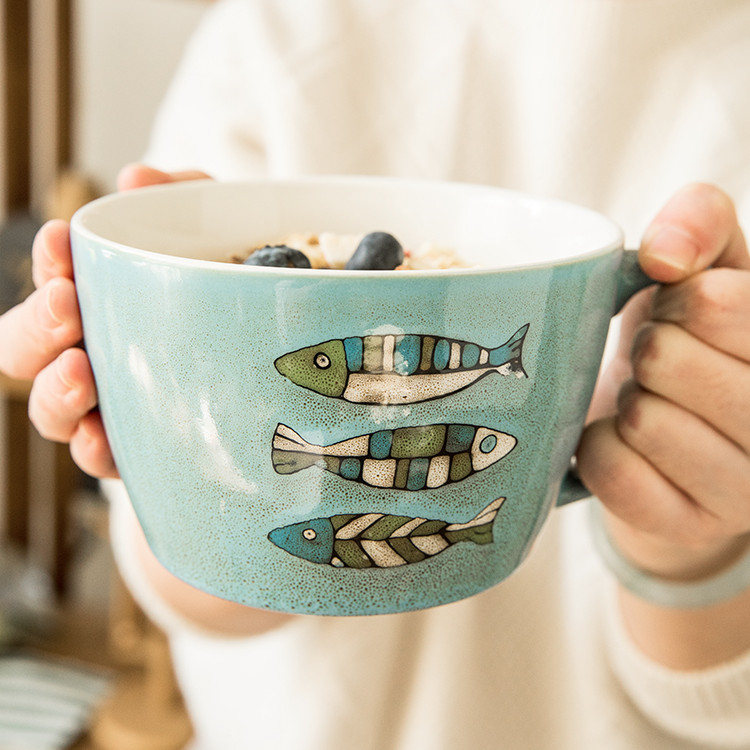 Title 8, Ceramic Large Capacity Wide Mouth Breakfast Mug...